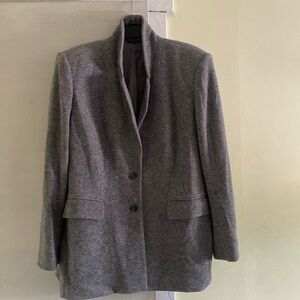 Express Gray Shoulder Pads Stretch Lined Blazer